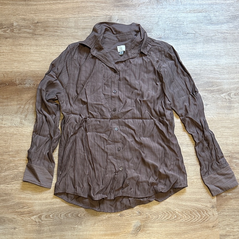 a new day Taupe Button-Up Blouse